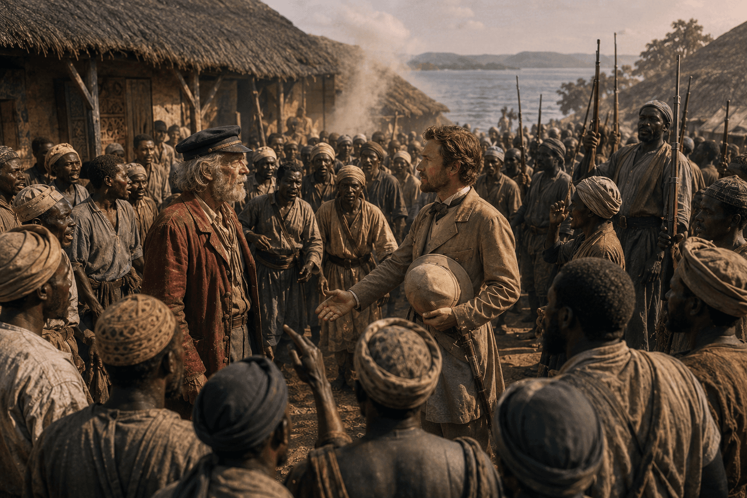 El encuentro entre Stanley y Livingstone en Ujiji, a orillas del lago Tanganica.