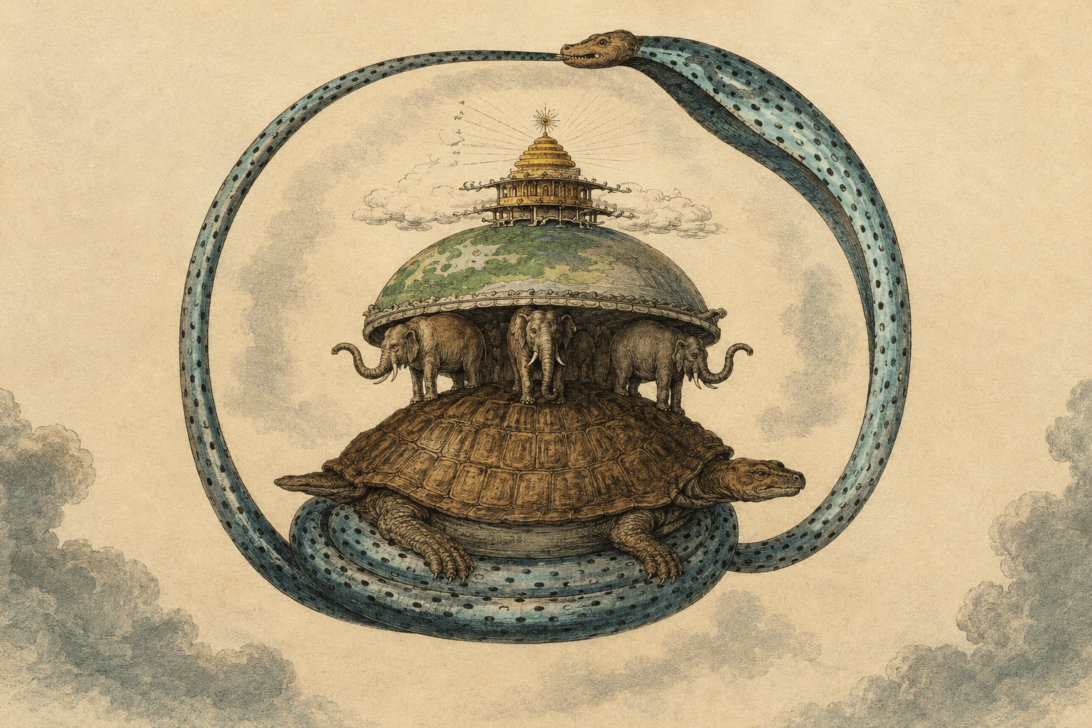 La cosmología de la tortuga que sostiene al mundo.